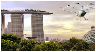 Volocopterのシンガポールでの飛行イメージ